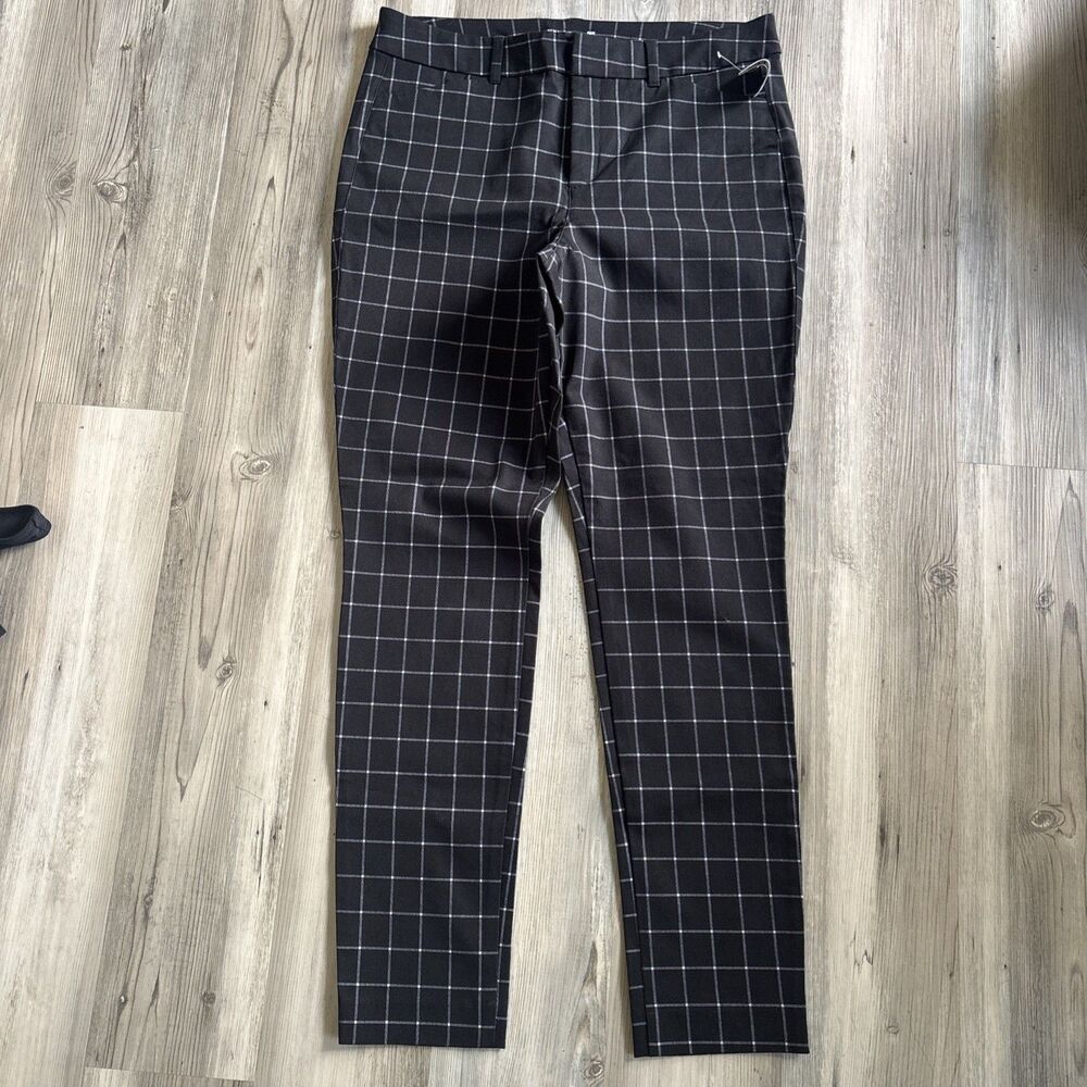 NWT Old Navy Black White Pixie High Rise Ankle Work Preppy Work Pants Size 12